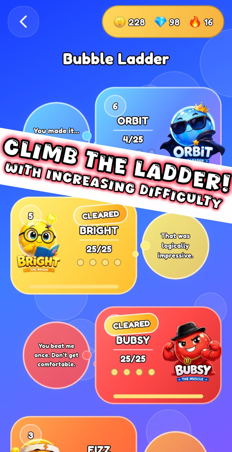 Bubble Brain ladder screen