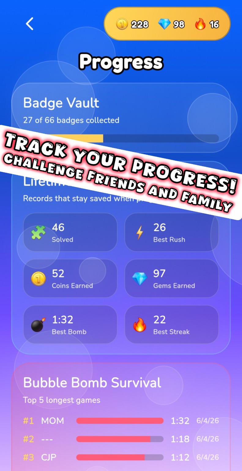Bubble Brain progress screen
